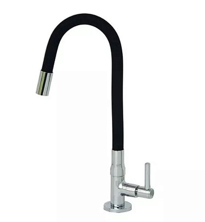 Torneira para Cozinha de Mesa Tubo Flexível Preta Jato Concentrado Sigma 1167