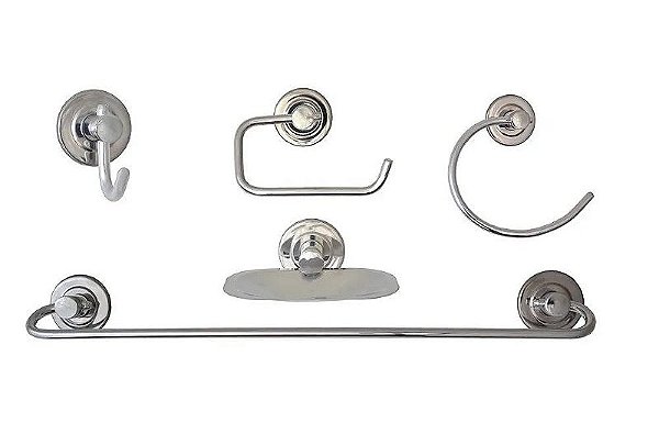 Kit Banheiro Pavia com 5 Peças Cromado Sigma