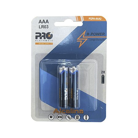 Pilha Alcalina AAA LR03 Cartela com 2 Proeletronic