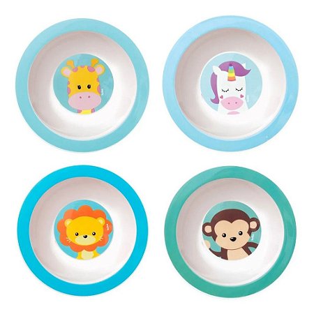 Prato Fundo Bowl Infantil Animal Fun Buba