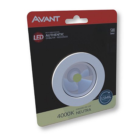 Spot Led Redondo 5W Branco Neutro 4000K Bivolt