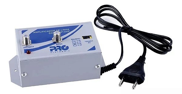 Amplificador de Linha VHF / CATV / UHF HDTV TV Digital 30dB PQAL-3000 Bivolt