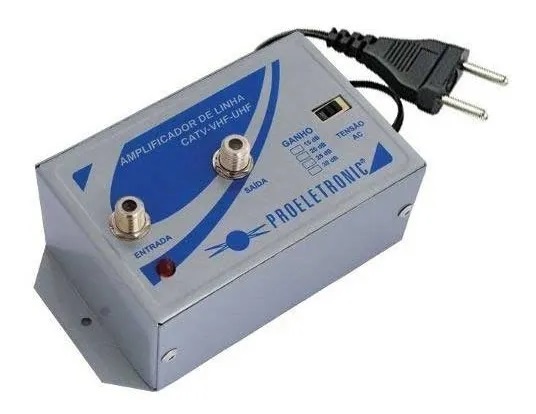 Amplificador de Linha VHF / CATV / UHF HDTV TV Digital 30dB PQAL-3000 Bivolt