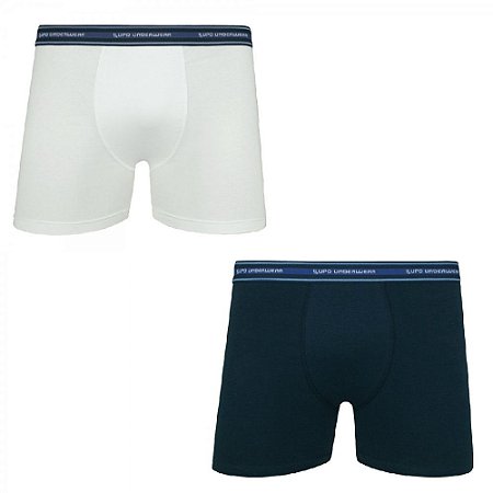 Kit com 2 Cuecas Boxer Infantil Algodão com Elastano Pai e Filho Lupo