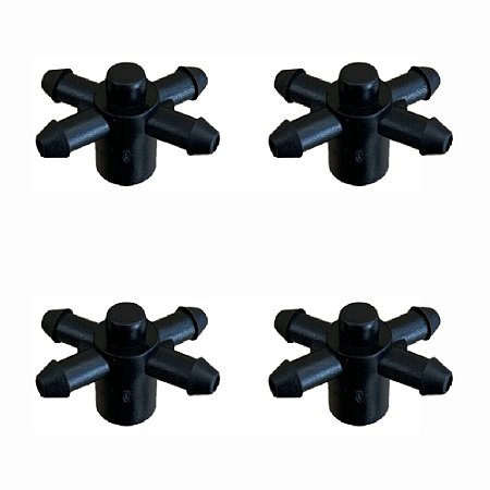 Conector 4 Saídas para Botão Gotejador - Cruzeta Plastro 5mm x 3mm