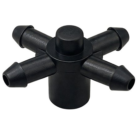 Conector 4 Saídas p/ Botão Gotejador - Cruzeta com Grapa Dentada Plastro para Microtubo 3mmx5mm