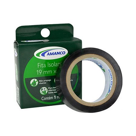 Fita Isolante Pegboard 19mm x 20m Preta Amanco