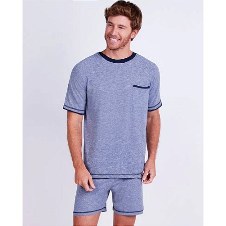 Pijama Masculino Adulto Curto Algodão com Poliéster Lupo