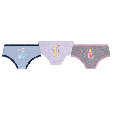 Kit 3 Calcinhas Infantil Princesas Disney Lupo