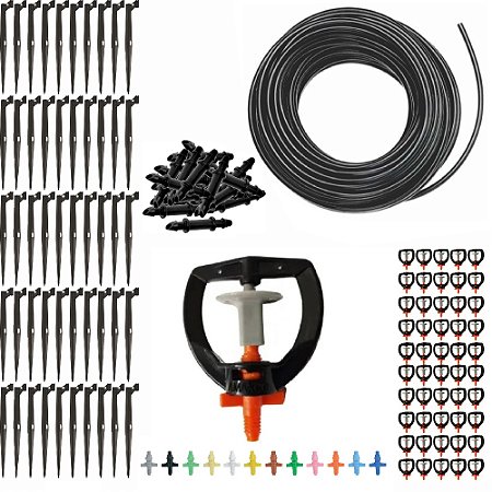 Kit Irrigação Micro Aspersão Completo Escolha Vazão - 50Und