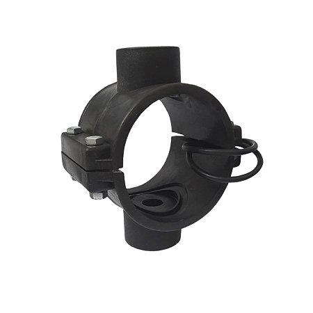 Colar de Tomada para Aspersor 100mm X 3/4" com Derivação Dupla Roscada C/ 4 Parafusos