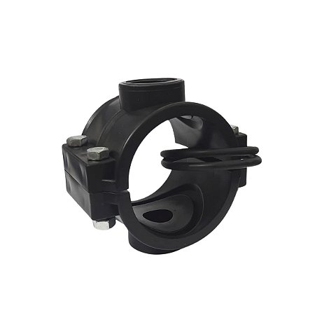 Colar de Tomada para Aspersor 75mm X 1" com Derivação Dupla Roscada C/ 4 Parafusos