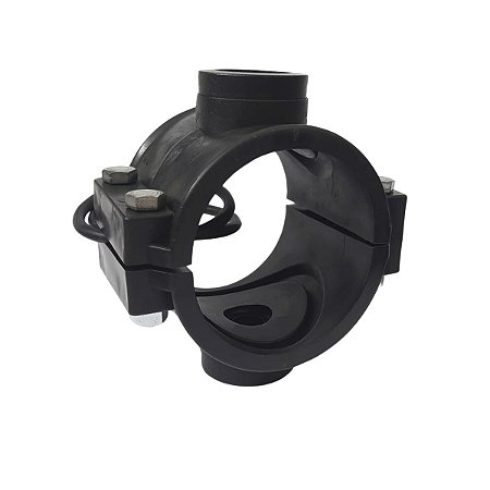 Colar de Tomada para Aspersor 75mm X 1/2" com Derivação Dupla Roscada C/ 4 Parafusos