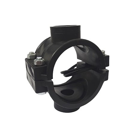 Colar de Tomada para Aspersor 75mm X 3/4" com Derivação Dupla Roscada C/ 4 Parafusos