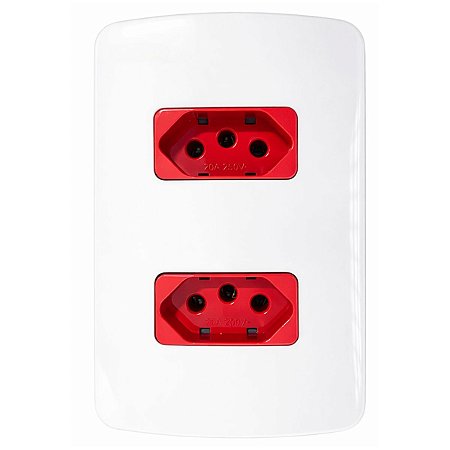 Placa 4x2 Conjunto c/ Tomada Dupla 20A 2P+T Vermelha 250V