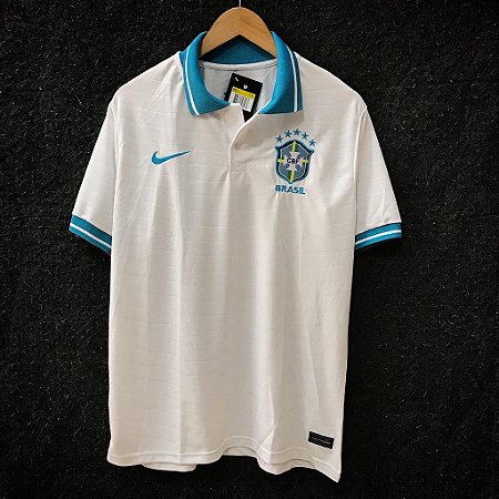 Camisa Polo Brasil Branca e Azul Bebe Masculina 2022 - Cocodrilo