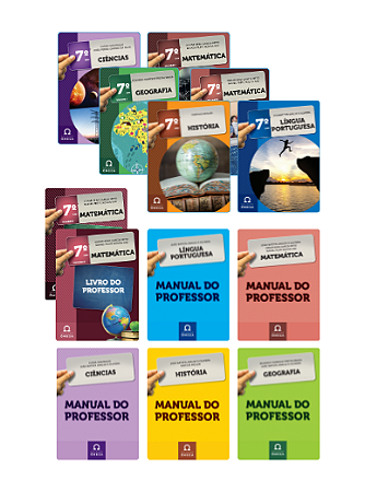 Kit Coleção Ômega Professor - 7º ano - Livros de CIEN, HIST, GEO e LP (mesmo livro do aluno) + Livro do professor (MAT) + Manual do professor de cada disciplina