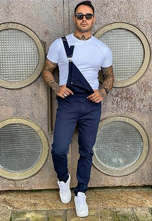 Macacão Masculino Alleppo Jeans, Azul Marinho México