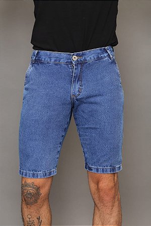 Bermuda Masculina Jeans Azul Escuro e Claro Alleppo Jeans Bolço Faca Jeans