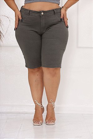 Bermuda Cinza Sarja Feminina Plus Size Alleppo Jeans