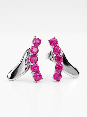 Brinco earcuff com cristais pink