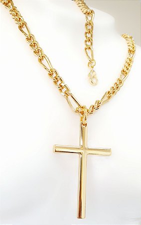 Conjunto masculino com corrente, pingente e pulseira folheado