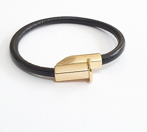Bracelete couro ecológico mod prego
