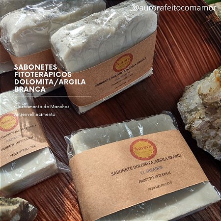 Sabonete Argila Branca e Dolomita- 100%Vegetal-Clareador de Mancha
