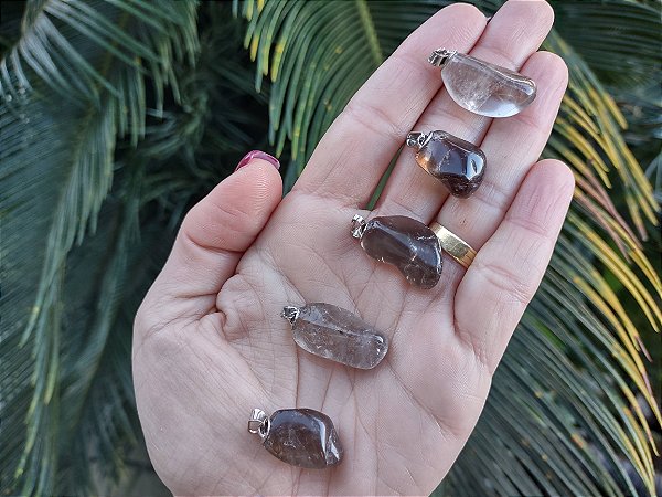 Pingente de QUARTZO FUMÊ Rolado-Abre Caminhos, Concretização de Sonhos e Proteção