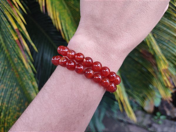 Pulseira  de CORNALINA bolinha 8mm - Vitalidade, Alegria de Viver, Motivação