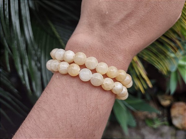 Pulseira  de CALCITA AMARELA bolinha 8mm -Segurança, Realizações, Movimentação
