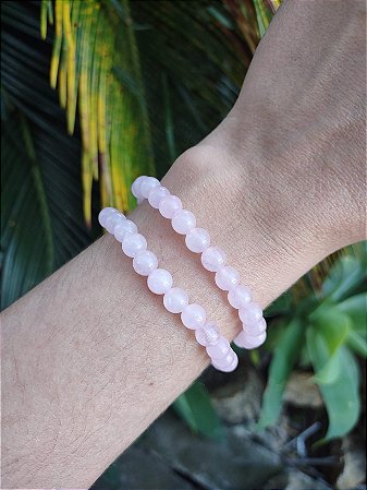 Pulseira  de QUARTZO ROSA bolinha 6mm - Amor, Relacionamento, Perdão, Amor próprio