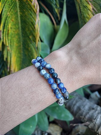 Pulseira de SODALITA bolinha 6mm- (Clareza Mental, Direcionamento, Sabedoria)