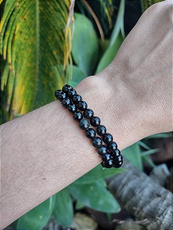 Pulseira de  OBSIDIANA bolinha 6mm- PROTEÇÃO ataques, inveja, obsessores e magia