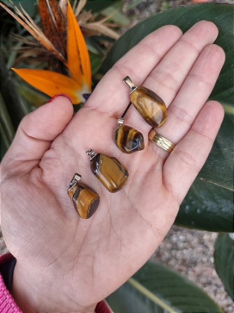 Pingente Rolado de OLHO DE TIGRE  - Proteção contra Inveja e Mal Olhado, Força Pessoal