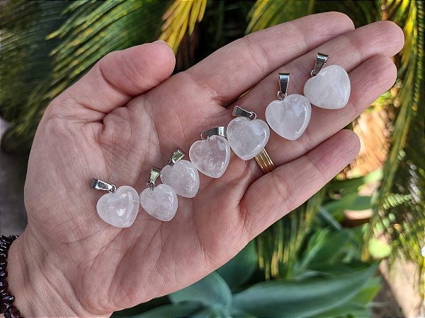Pingente de coração QUARTZO CRISTAL- Iluminação, Energização e Intensificador de outros cristais