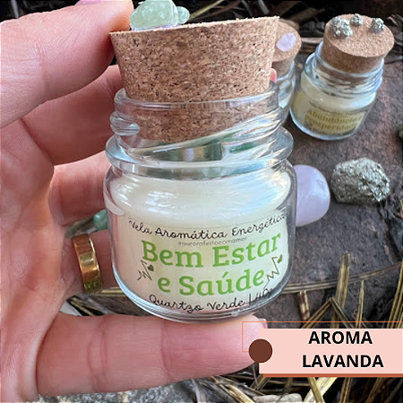 Vela Aromática Energética 40 g BEM ESTAR E SAÚDE com QUARTZO VERDE