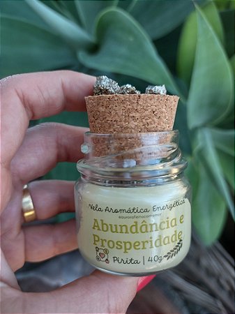 Vela Aromática Energética 40 g  ABUNDÂNCIA E PROSPERIDADE com PIRITA