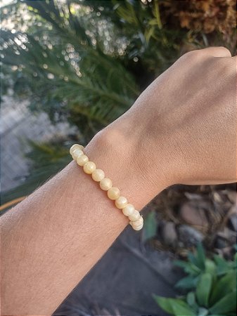 Pulseira  de CALCITA AMARELA bolinha 6mm -Segurança, Realizações, Movimentação