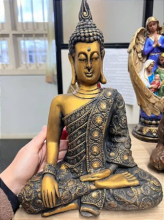 Imagem Buda Grande Meditando 30cm em Gesso