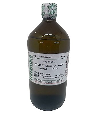 Éter Etílico (Dietílico) 98% PA (P.C. Polícia Federal) 1L - DINÂMICA
