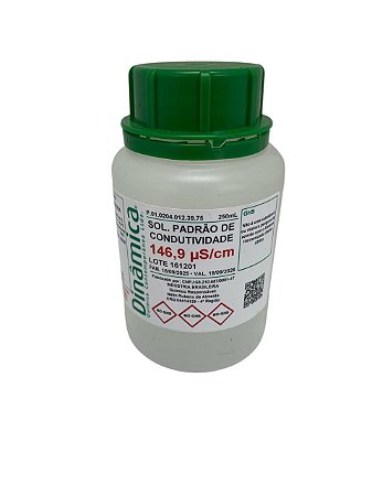 Solução Padrão Condutividade 146,9uS/cm Certificado de Análise Rastreado ao Nist 250ML -  DINÂMICA