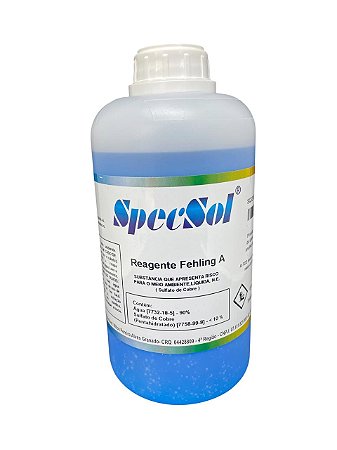 Reagente Fehling A Método USP34 P/Análise de Açucares 1L C/ Cert. de Análise e Rast. Massa e Volume RBC - SPECSOL