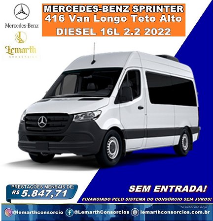 Mercedes-Benz Sprinter 416 Van Longo Teto Alto 16L 2.2 Diesel 0KM