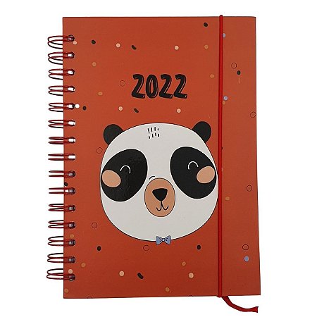 Agenda 2022 Espiral Capa Dura com Elástico 14x21cm Pet Panda