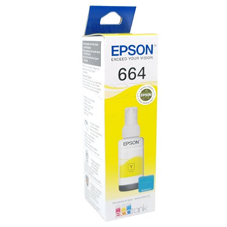 Garrafa de Tinta EPSON 664 Amarelo Refil para ecotank L355 L375 L395 L455