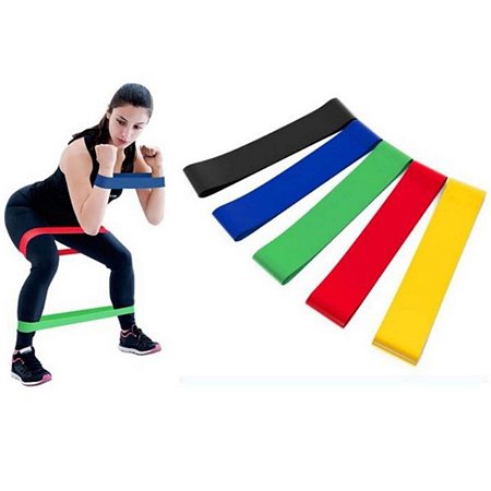 Kit 5 Faixa Elástica Exercício Físico Crossfit Funcional Yoga Pilates Musculação