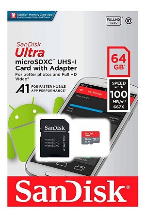 Cartão de Memória Micro SD 64GB 100MB/s Ultra Sandisk