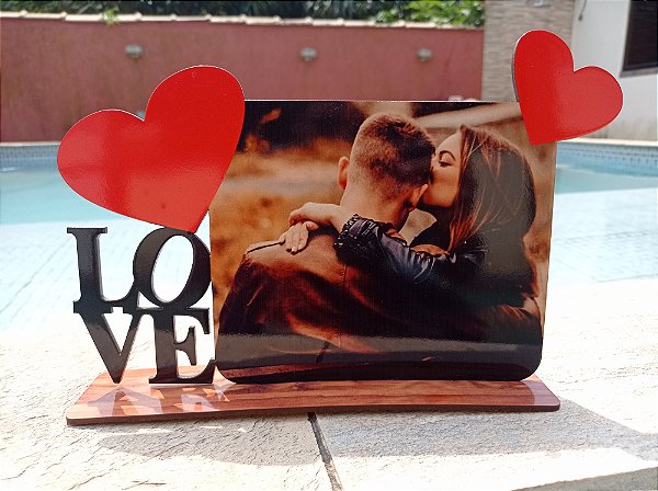 Porta Retrato Love Corações em mdf