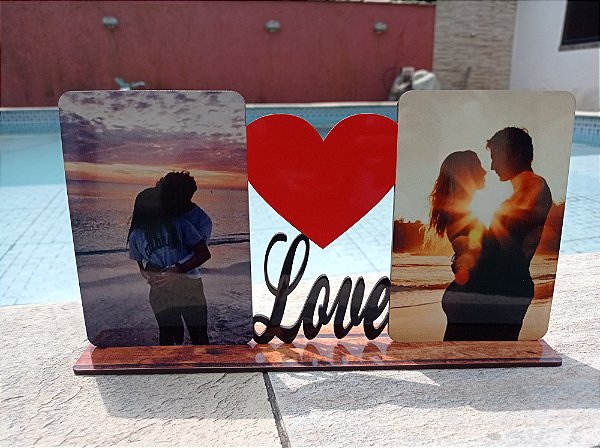 Porta Retrato Love Duplo em mdf